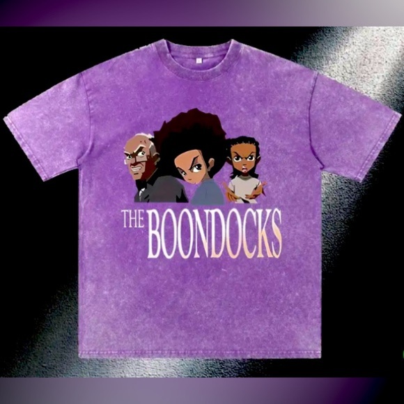 BOONDOCKS U-Neck Short Sleeve T Shirt: Purple, Unisex. NWOT - Picture 1 of 4